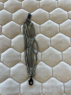 Marlyn Schiff Multi-Chain Silver-Tone Bracelet with Oval Pave Accent